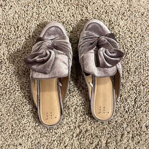 A new day slip on purple velvet loafers